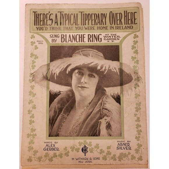 Sheet Music- There's A Typical Tipperary Over Here ©1920 Blanche Ring On Cover - Picture 2 of 4
